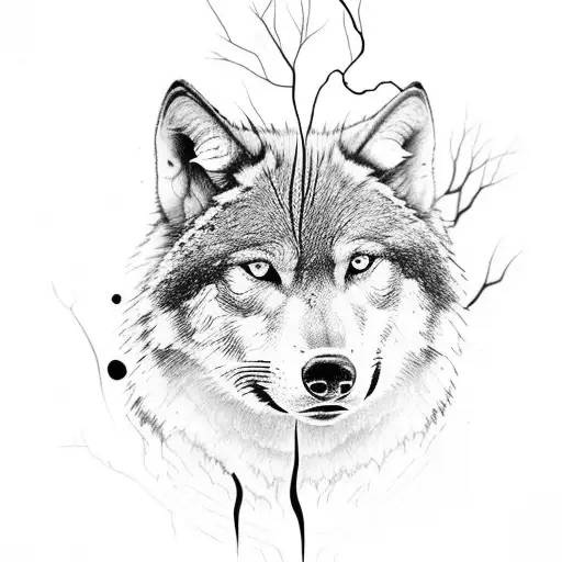 Forest With A Lightning Storm And A Distance Wolf Howling