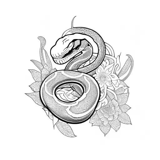 Snake And Flowers