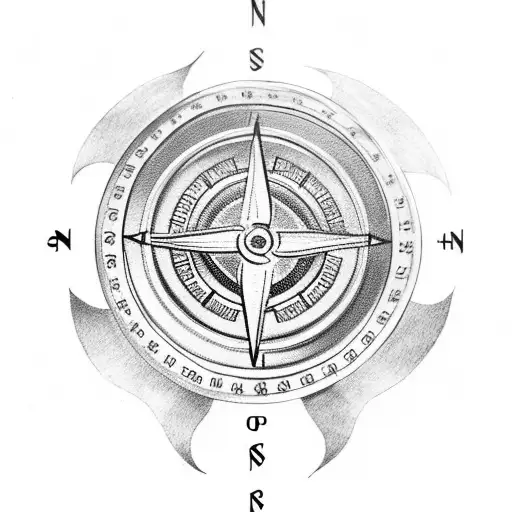 Viking Compass On An Axe