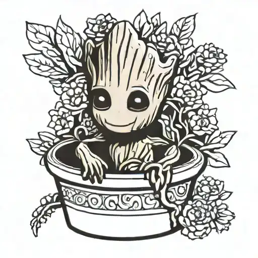 Baby Groot In A Flower Pot Rainbow Colors