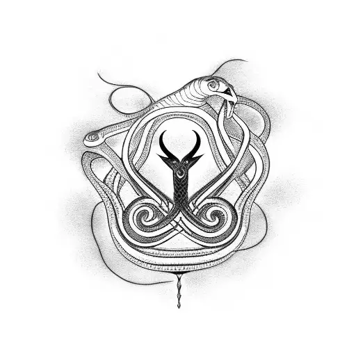 Mystic Snake Wrapped Around A Tree Of Life