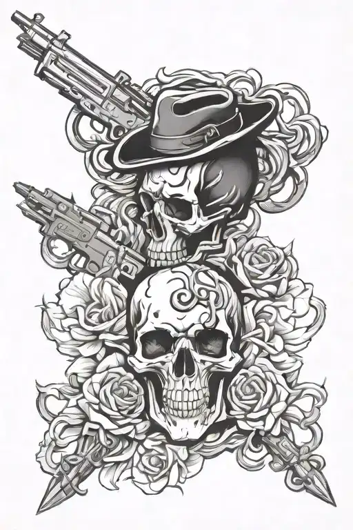Create Something Related Things Involving Skulls And Fire Arms