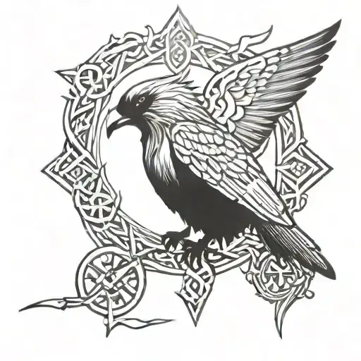 Black Crows With Norse Runes