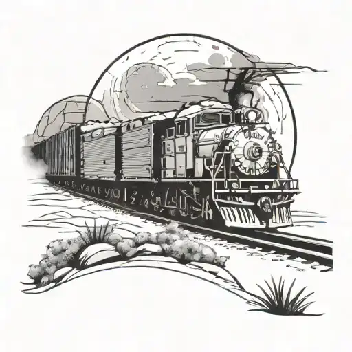 Freight Train Moonlight Background Desert Landscape