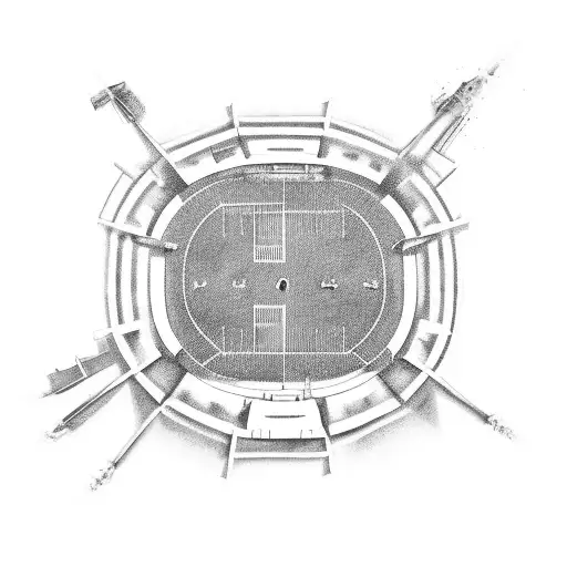 A Football Field With Goalposts Made Of Car Parts