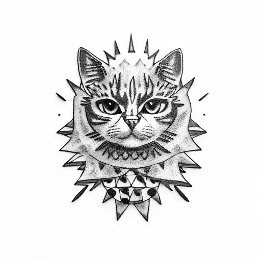 A Punk Cat Wearing A Leather Jacket And Spiked Collar