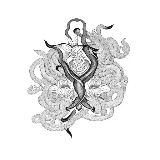 Sleeve Tattoo Snake And Flowers