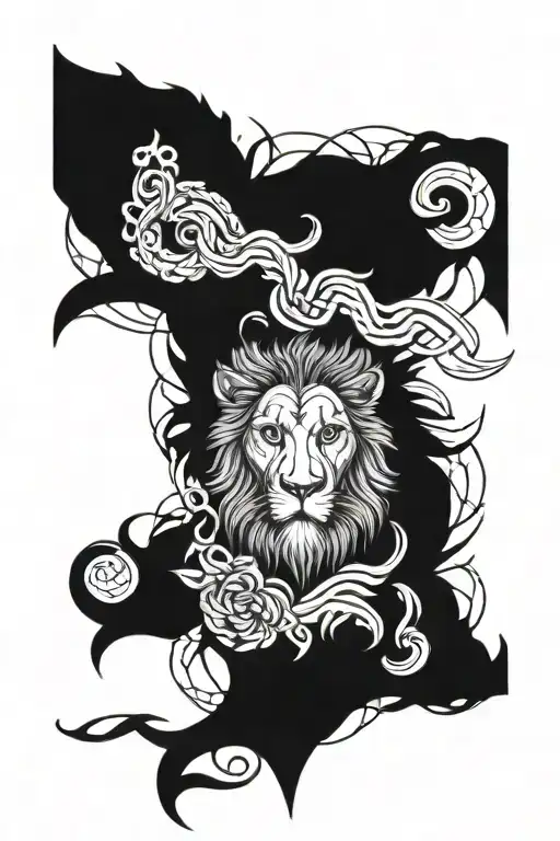 Lion And Dara Knot Design Incorporating Elements