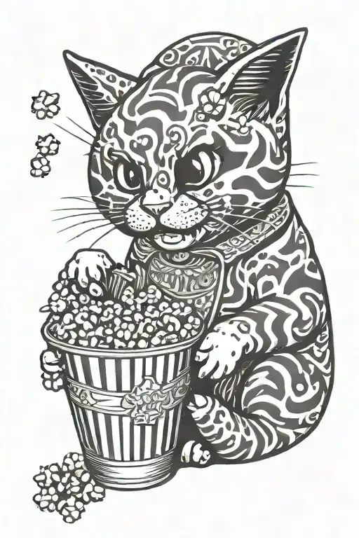 Orange Cat Eating Popcorn