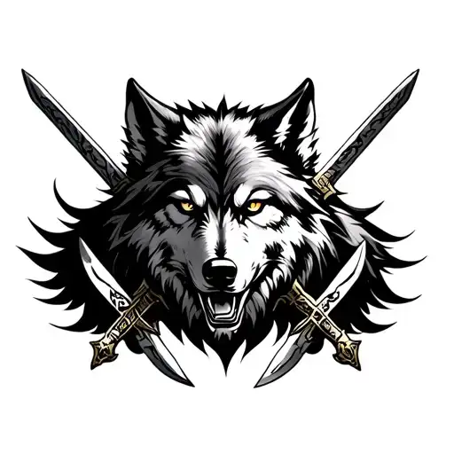 Wolf With Two Swords And Between