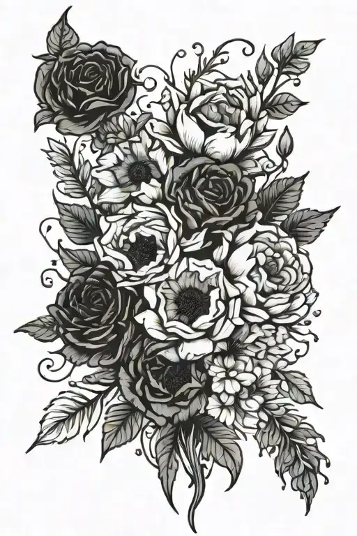 Dark Bouquet Of Flowers