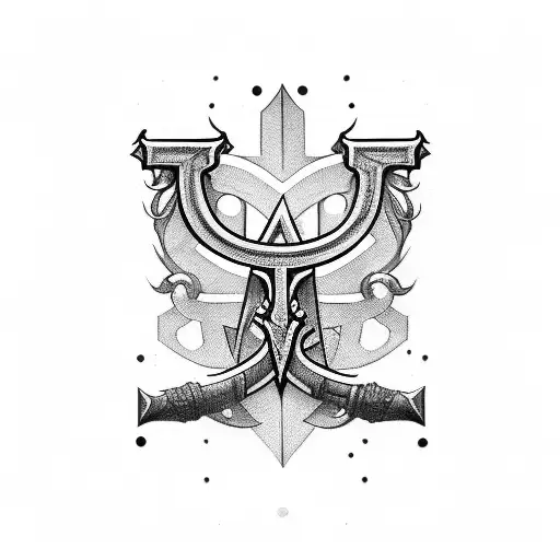 Letters With A Sword Attached Letter T