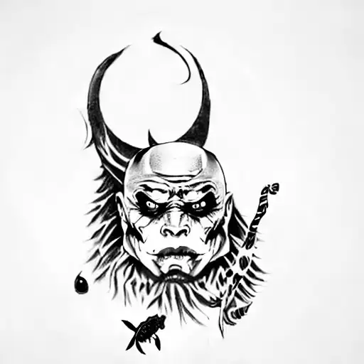 The Joker With Yin Yang Koi Fish Eyes Blending Face Into Grim Reaper Right An Angel On Left