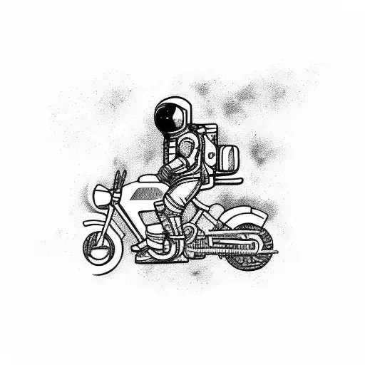 Astronaut On A Motorcycle In Space