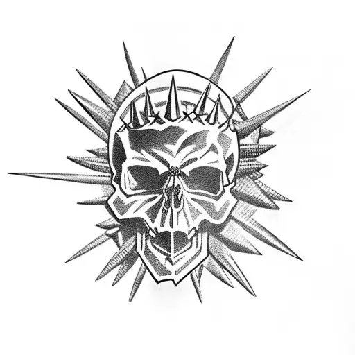 Skull With Spikes On A Chain With Handle