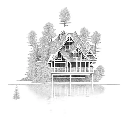 House On A Lake In Forest