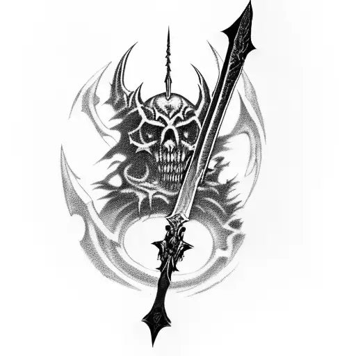 A Death Knight Grimreaper With A Sword And Scyth In A Scary And Dark Forest