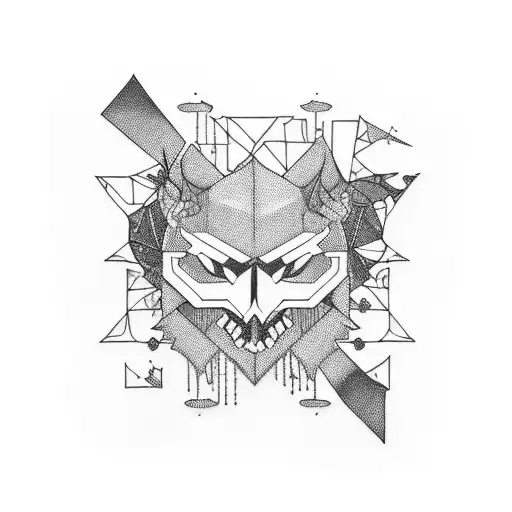 Minimal Patchwork Tattoo In All Black For Men Including All Four Card Suits