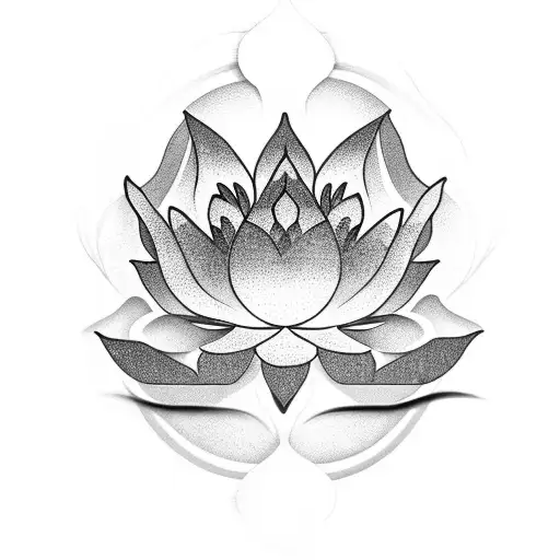 Lotus Flower And Buddha In Meditation Pose
