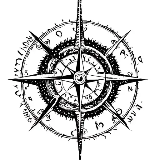 Enso Circle And Compass On Center