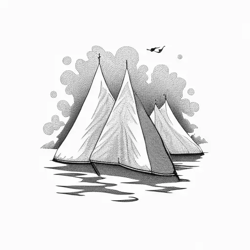 Camp On A Lake In Forest