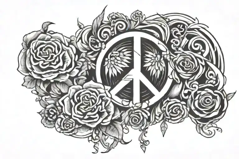 Black Grey Tattoo Peace