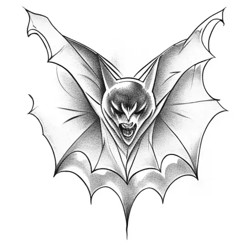 Bat With Open Wings Tramp Stamp On Lower Back