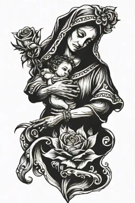 Mother Marry Holding A Rosery