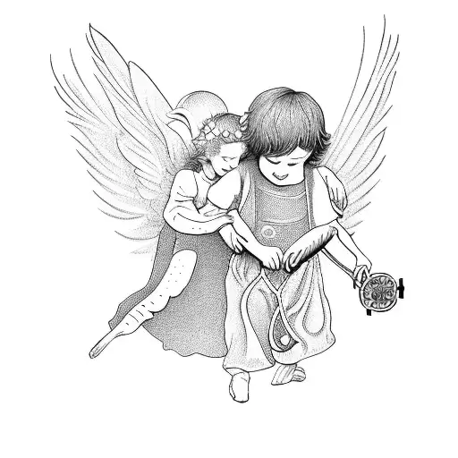 Leon With A Clock And A Little Angel