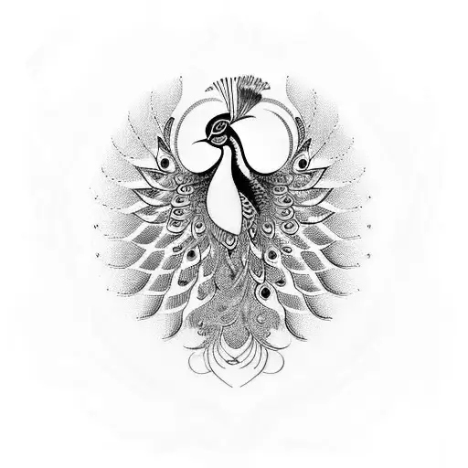 A Graceful Peacock Adorned With Greek Patterns And Symbols