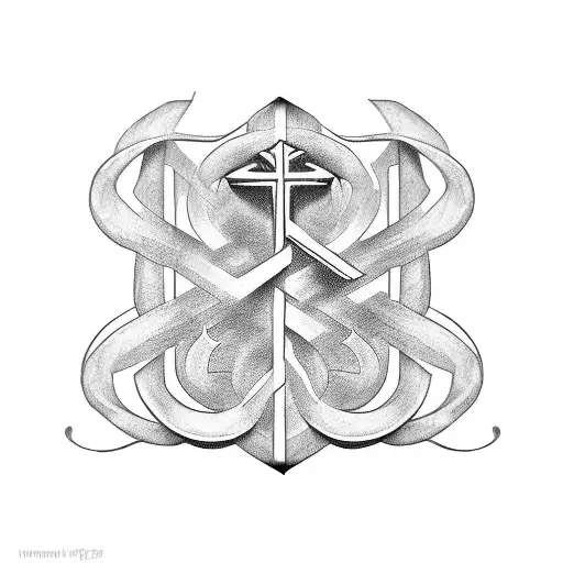 Cross With Initials And A Image In The Background