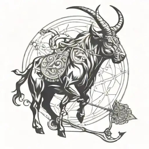 Zodiac Sign Taurus With Bow And Arrow