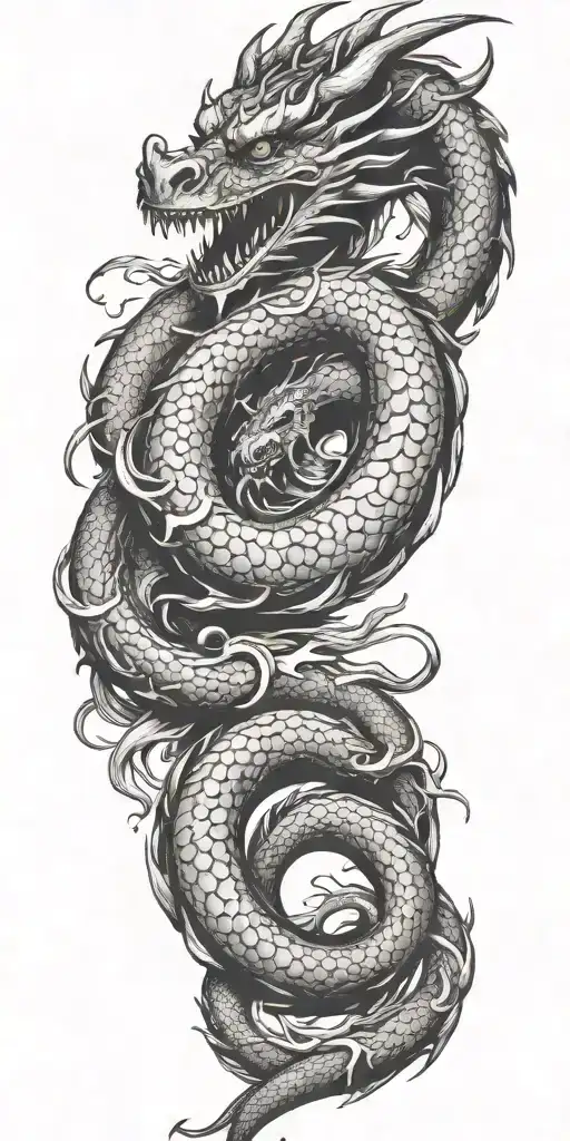 Dragon Wrapped With Fire Coming