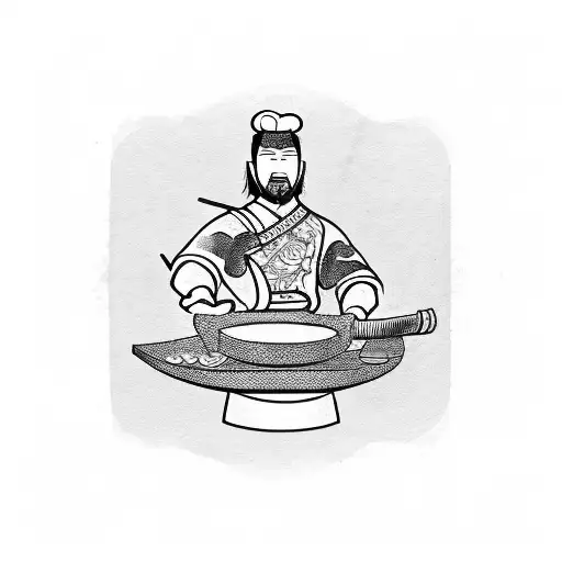 Wood Block Samurai Chef Cooking