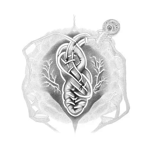 A Heart And Brain Intertwined In A Double Helix Dna Strand