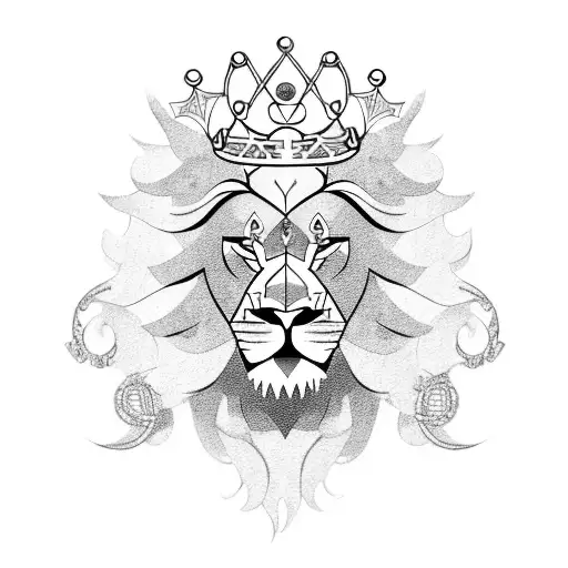 A Fierce Lion Wearing A Crown Made Of Clothes And Rings