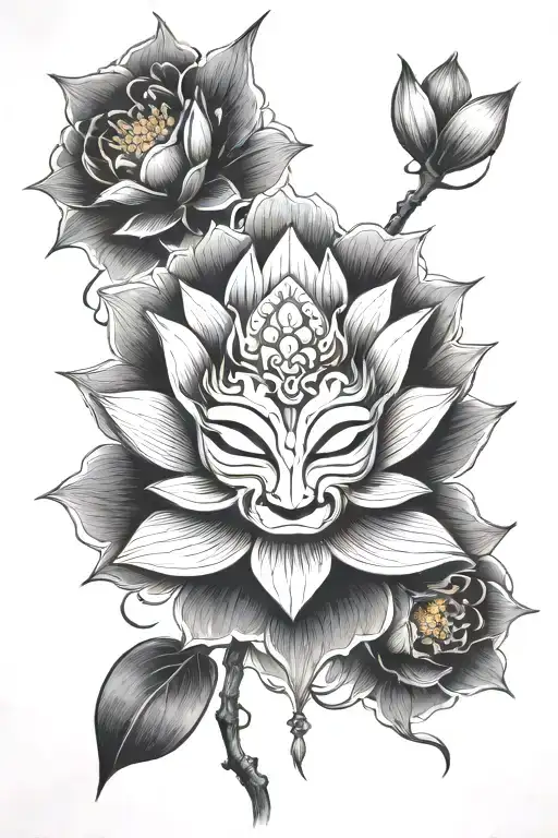 Lotus Flower And Ronin Mask