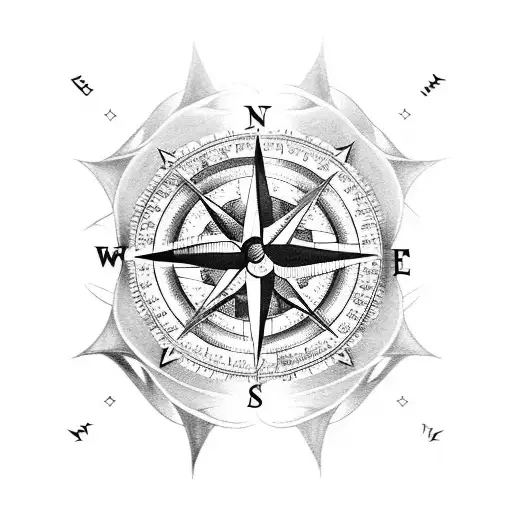 A Compass With A Rose In The Center