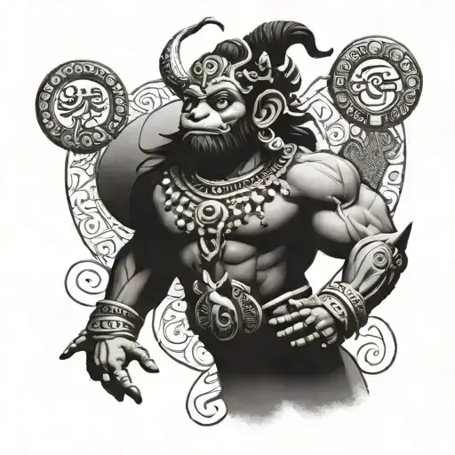 Hanuman Ji Tattoo With Scorpio Zodiac Sign