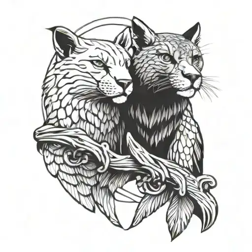 A Majestic Puma And Eagle Intertwined To Symbolize Strength And Freedom