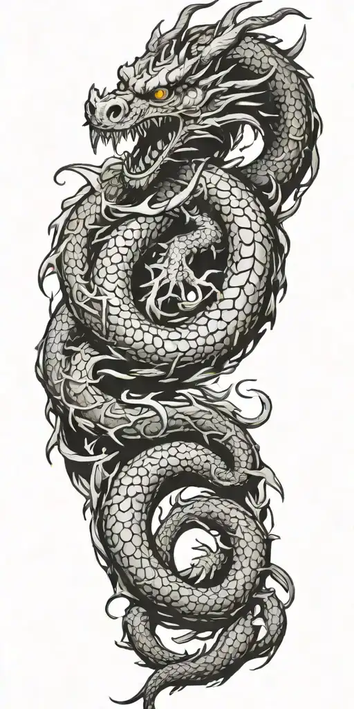 Dragon Wrapped With Fire Coming