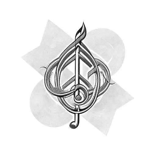 Musical Notes Intertwined With Military Symbols