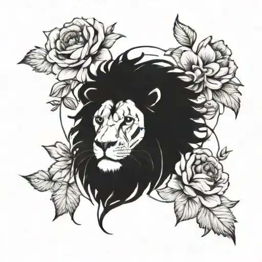 Lion And Flower