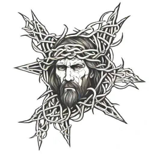 Crown Of Thorns With Eyes Of Jesus