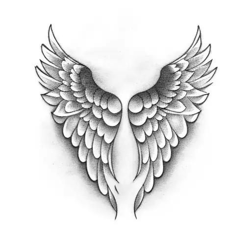 Angel Wings With A Celestial Background