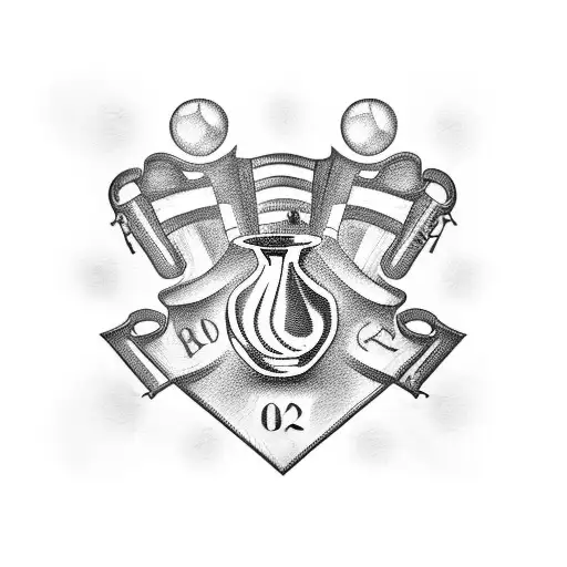 A Realism Tattoo Of A Beer Pong Table With The Logos Of Different Country Music Bands