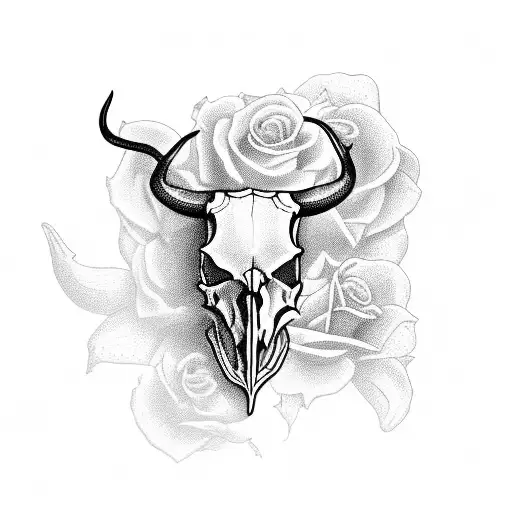 Longhorn Skull With Roses