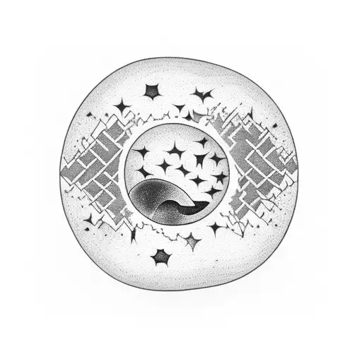 Partial Moon And Star On Top Of Coconut Tree