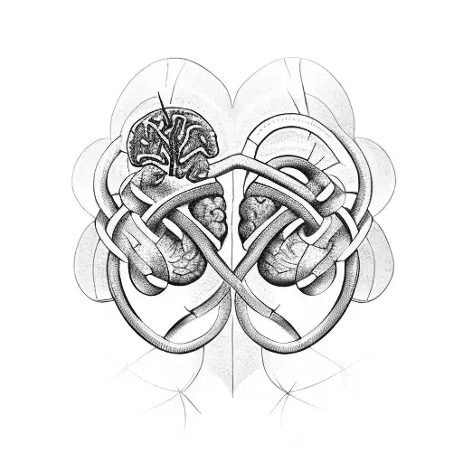 A Heart And Brain Intertwined In A Double Helix Dna Strand