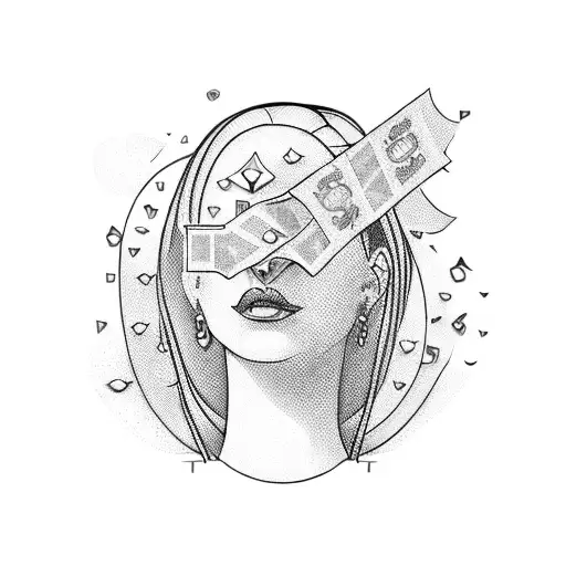 Money Raining Down On A Seductive Woman